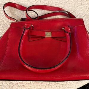 Kate Spade Vintage Red Bow Satchel with Crossbody Strap